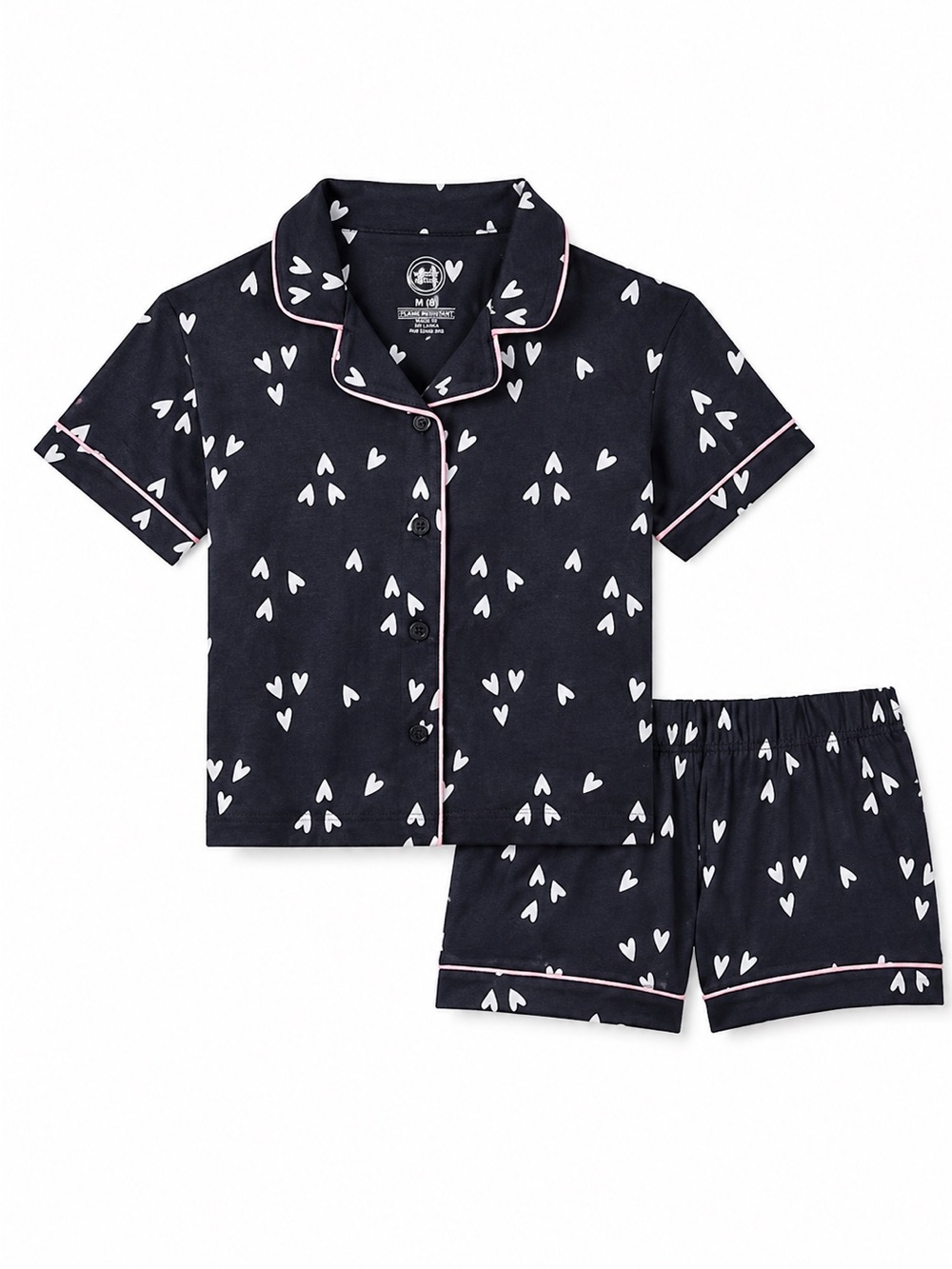 Wonder Nation Girls Size 8 Heart Pajama Short Set‎ NWT Black Pink